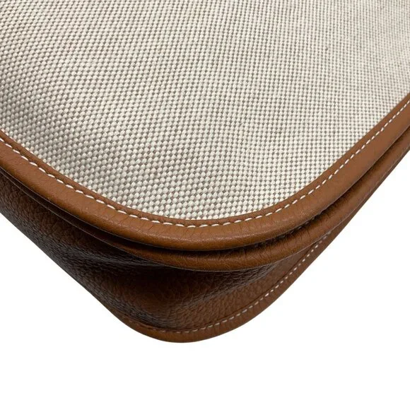 Hermes Beige / Cognac Toile / Clemence Leather Evelyn III GM - Picture 6 of 12